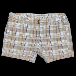 Old Navy Plaid Shorts. Size 8. Tan Green Yellow Purple Navy Blue